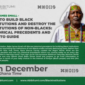 [VIDEO RECORDING] SSS#22: Baba James Small - How to build Black Institutions and destroy the institutions of non-Blacks: Historical Precedents and How-to Guide